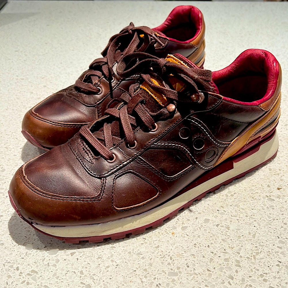 Saucony and Wolverine Collaboration Sneakers using Special chocolate leather.